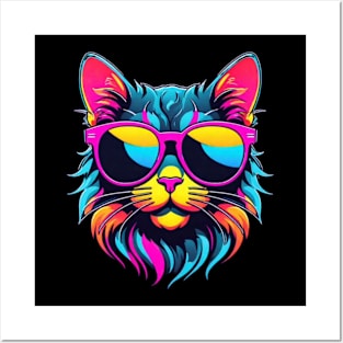 Cool Neon Cat (Small Version) Posters and Art